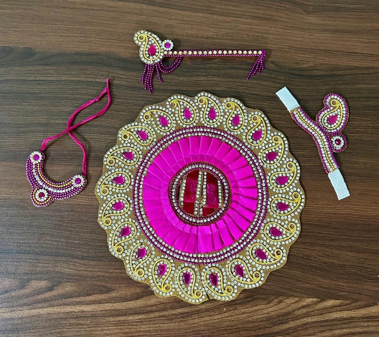 Radhkrishna Creation Fancy Laddu Gopal/Krishna Ji/Thakur Ji/Kanha Ji/Govinda/Bal Gopal Designer Dress Poshak Dress Poshak Sky Color Full Combo Set with Bansuri Mala Pagdi Keri Freel // (2no.) 6 Inch