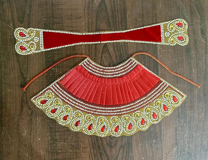 Radhakrishna Creation laxmi ji Dress, Laxmiji Dress//Laxmiji Poshak//MATA Rani Poshak//Radh Rani Vastra LP_KERI_FREEL_04_INCH_Red