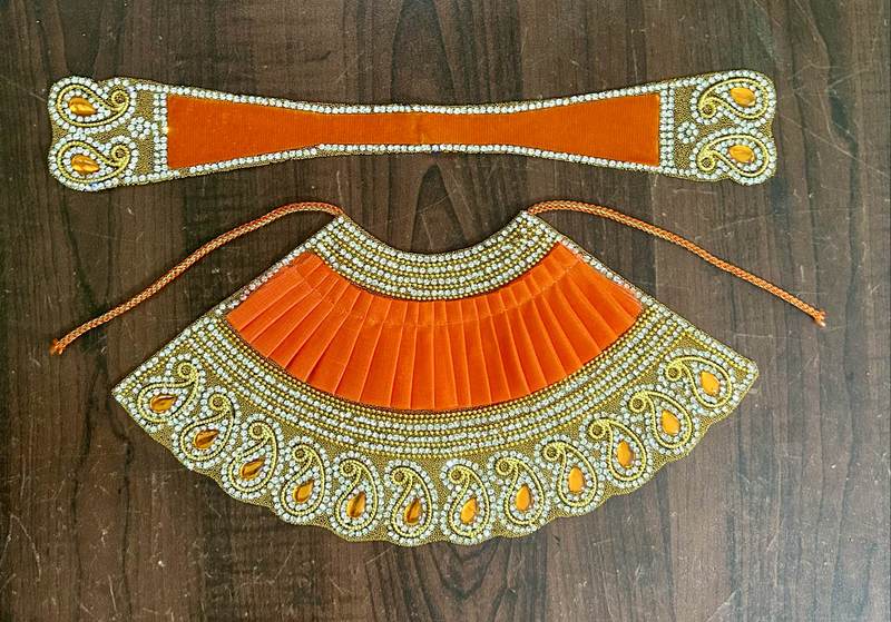 Radhakrishna Creation laxmi ji Dress, Laxmiji Dress//Laxmiji Poshak//MATA Rani Poshak//Radh Rani Vastra LP_KERI_FREEL_04_INCH_Orange