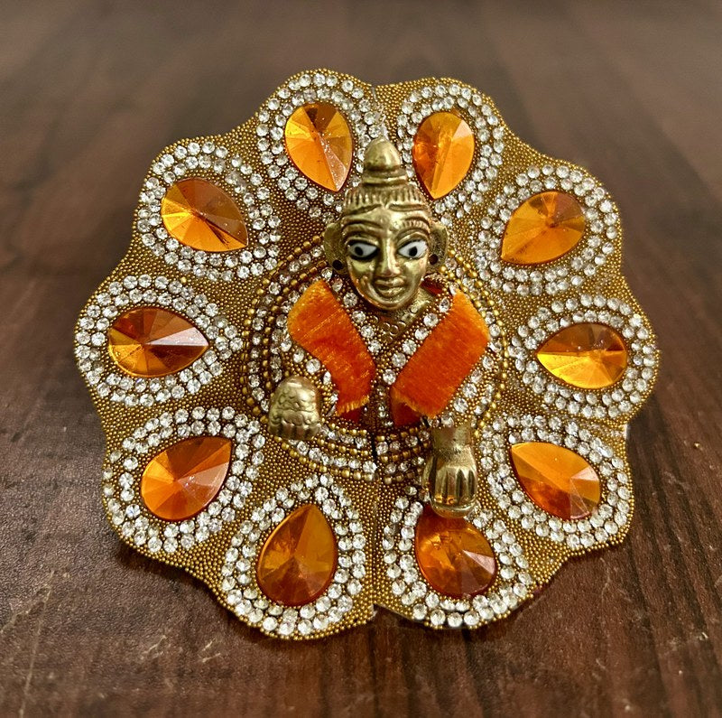 RADHAKRISHNA Creation Laddu Gopal Poshak/Fancy Dress/Kanhaji Dress/Thakor ji Dress/New Beautiful Designer Vastra Tilak_Stone_0_4_INCH