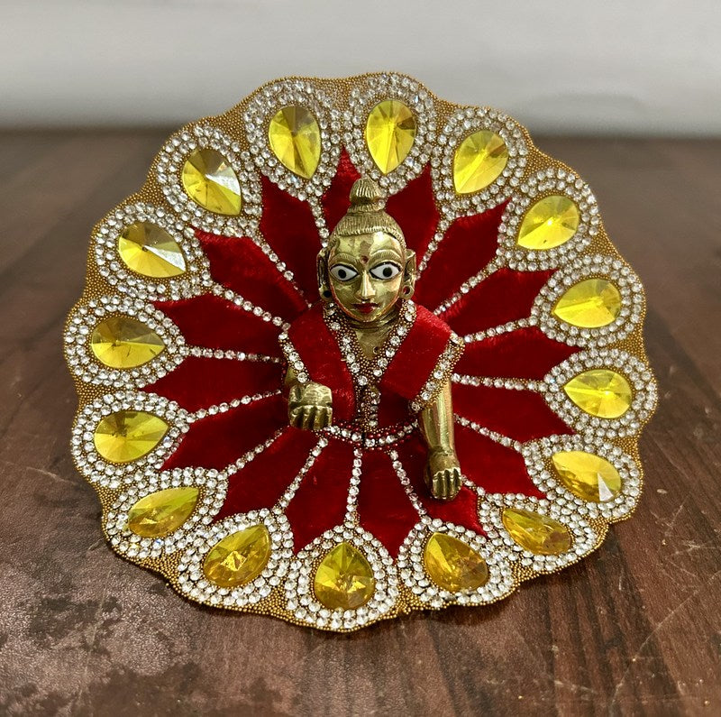 RADHAKRISHNA Creation Laddu Gopal Poshak/Fancy Dress/Kanhaji Dress/Thakor ji Dress/New Beautiful Designer Vastra Tilak_Stone_0_4_INCH